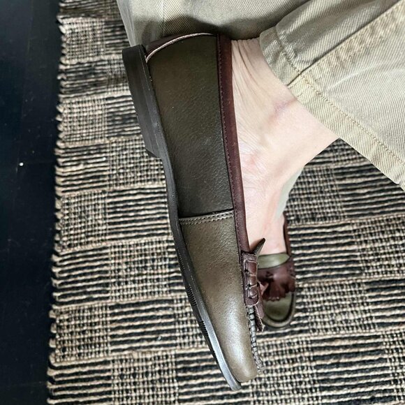 G.H. Bass Brown and Green Leather Tassel Loafers - Picture 7 of 7